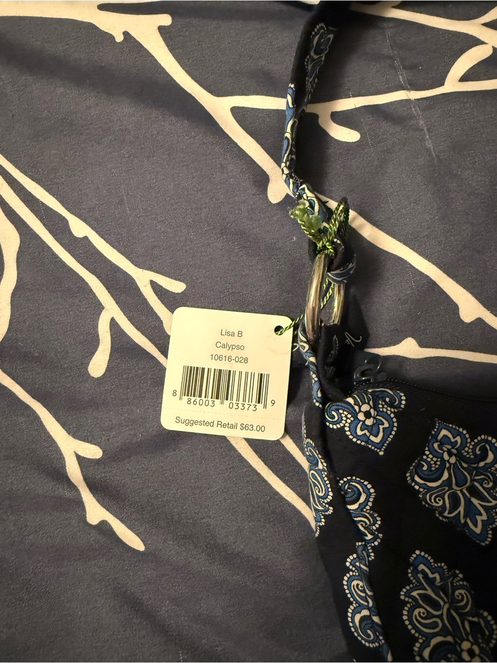 Vera Bradley Navy Quilted Shoulder Bag with Blue Paisley - Picture 3 of 4